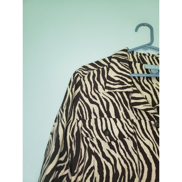 Liz & Me Womens Plus Sz 2X Shirt Button Front Long Sleeve Zebra Animal Print - Picture 4 of 5